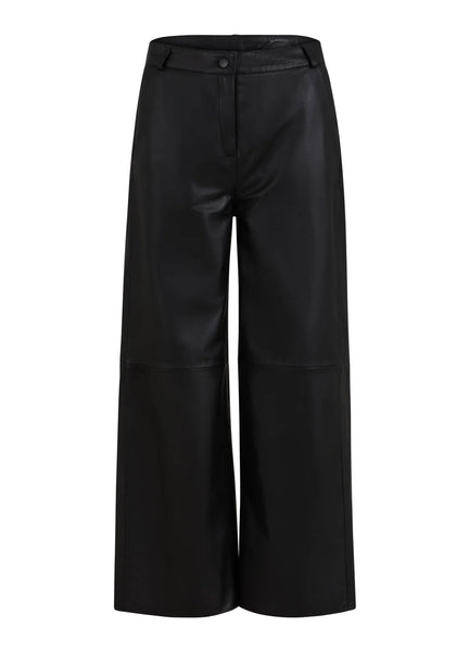 Coster Copenhagen Black Leather Ankle Trousers