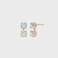Carre Carré Gold Plated Ear Studs With Blue Topaz And Prasiolite