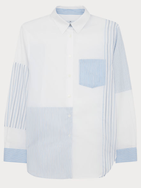 Paul Smith White Cotton Long Sleeved Shirt with Stripes