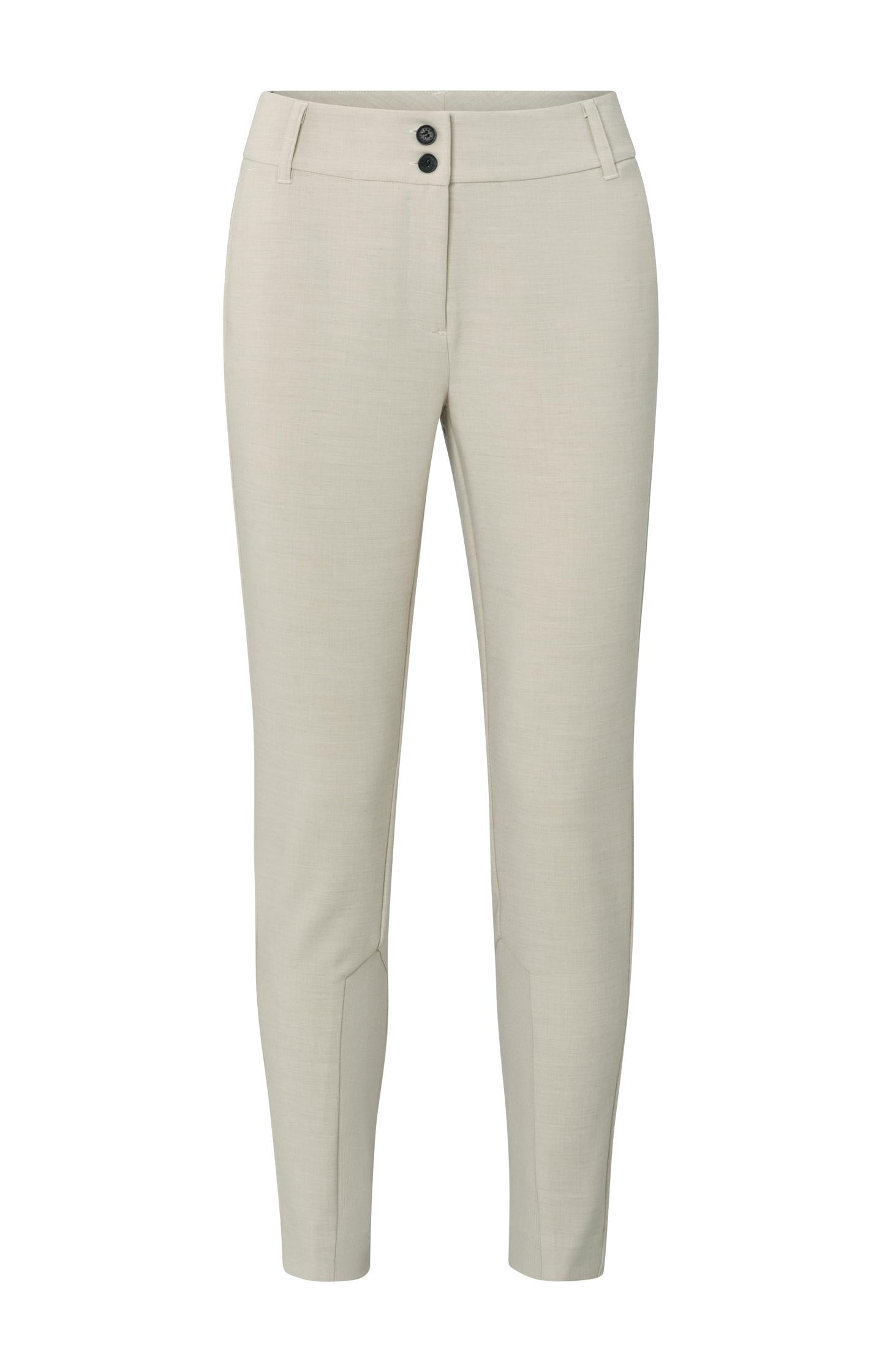 Yaya Pure Cashmere Brown Mel Slim Fit Trousers with Rib Detail