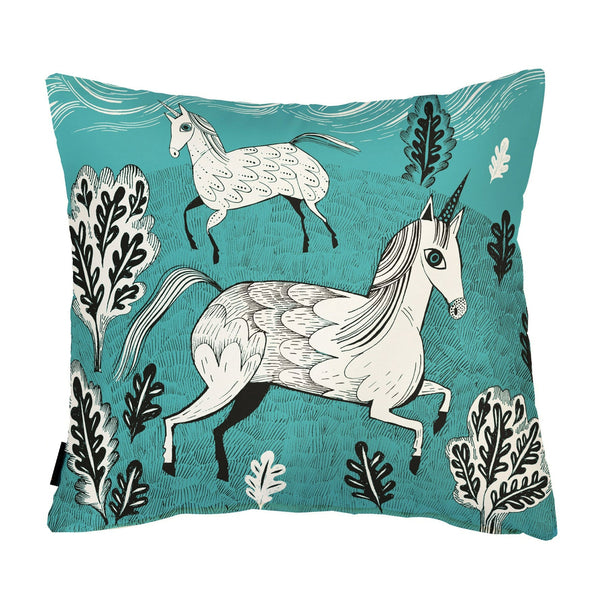 Lush Designs Turquoise Unicorn Cushion