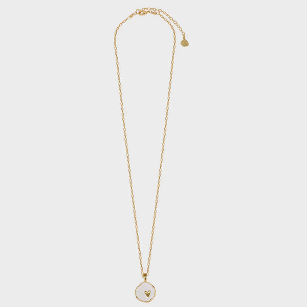 Mishky Celestial Heart Gold Plated Necklace - White