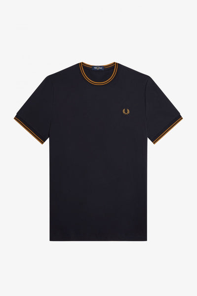 Fred Perry Fred Perry Twin Tipped T-shirt - Navy/dark Caramel