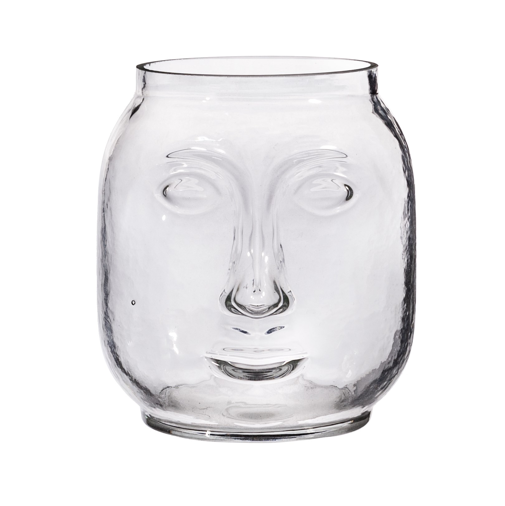 RJB Stone Clear Glass "Face" Vase