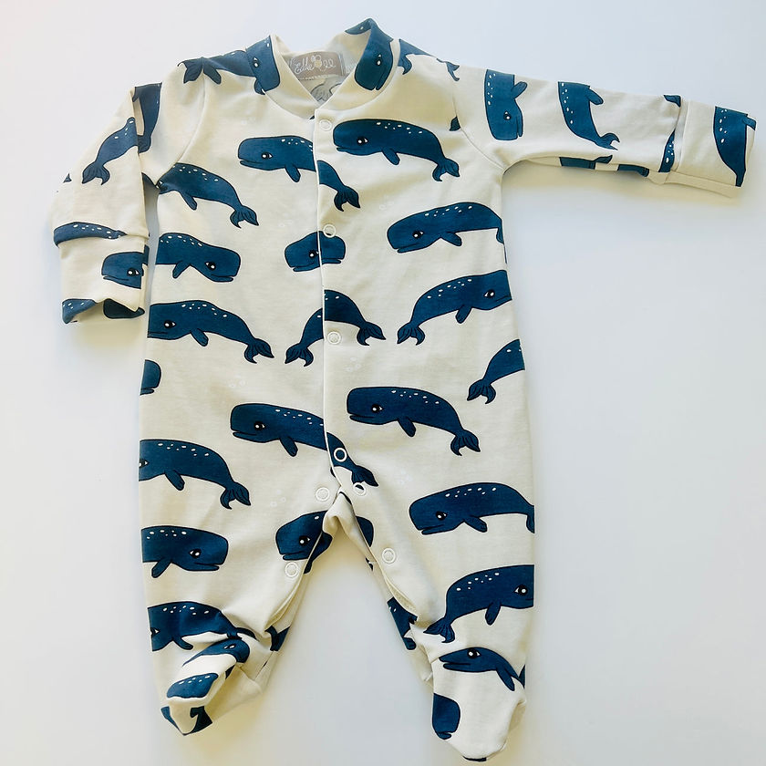 Eddie & Bee Organic Cotton Whale Printed Sleep Suit