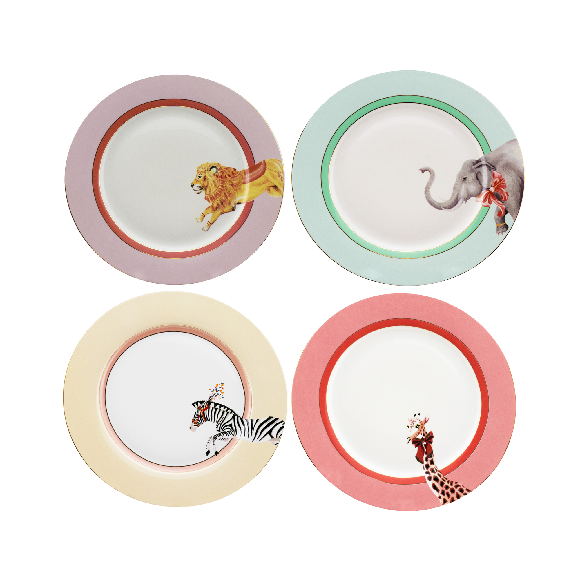 Yvonne Ellen Set of 4 Animal Dinner Plates - 26.5cm