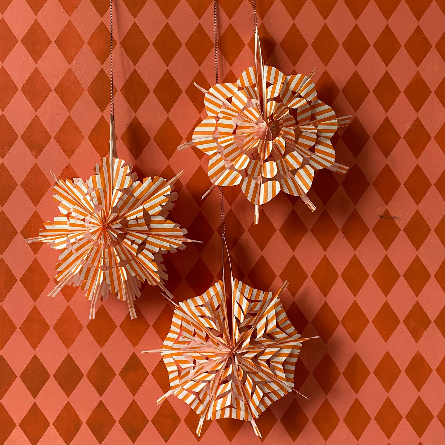 Petra Boase Orange and White Paper Bag Fan Kit Decoration