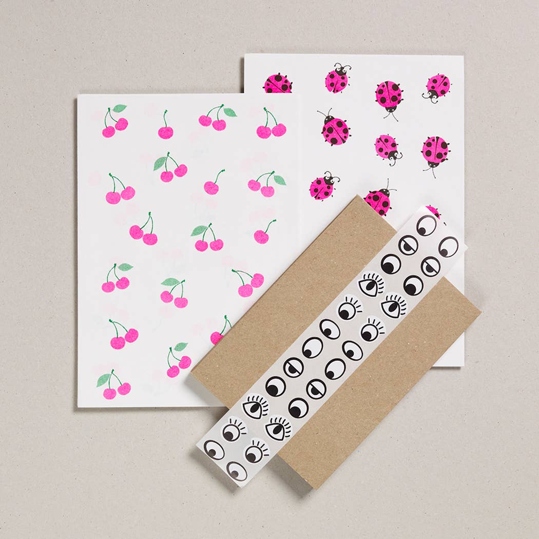 Petra Boase A5 Cherries and Ladybirds Printed Writing Paper Set