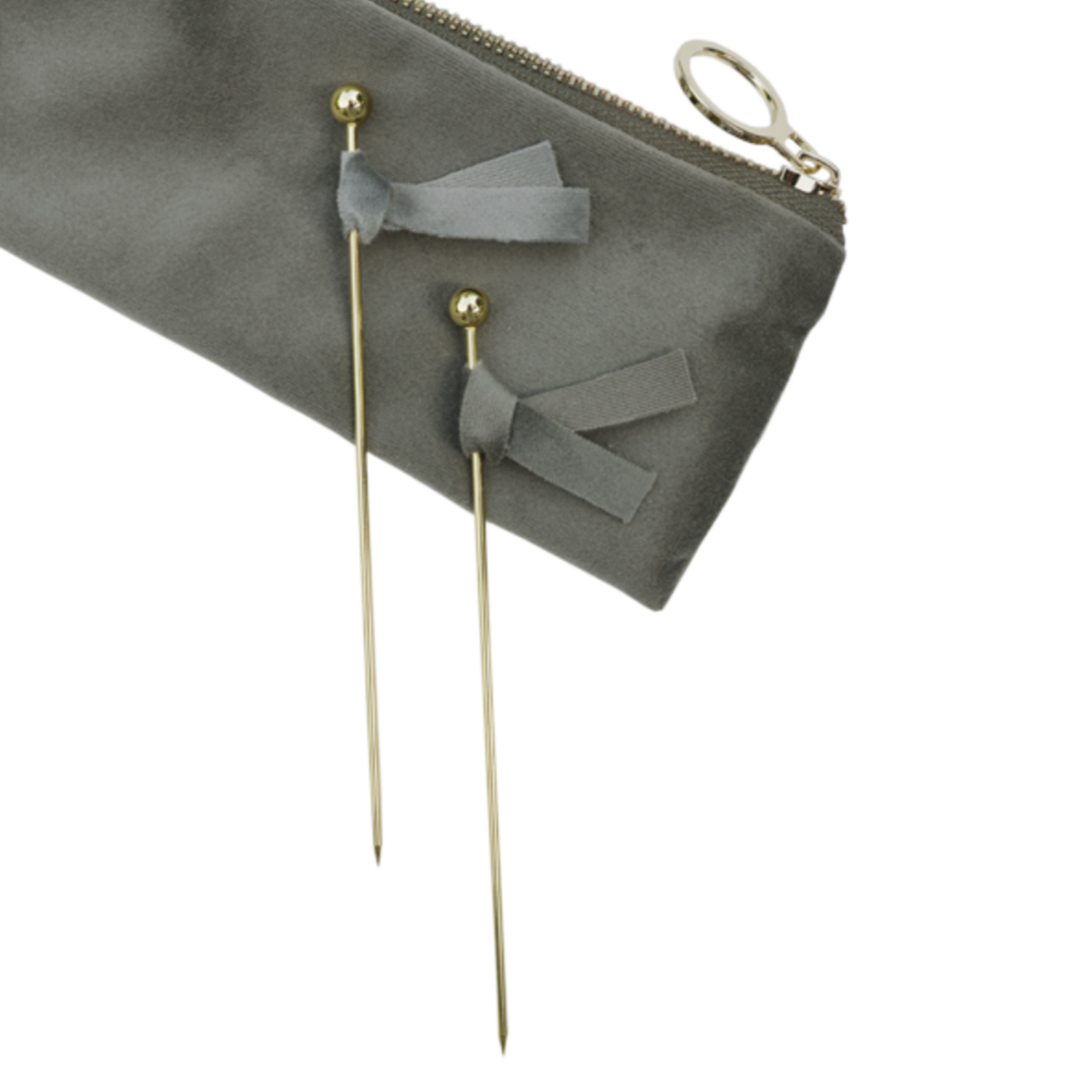 Delight Department GOLD FOOD TOPPERS WITH OLIVE GREEN & GREY VELVET RIBBONS