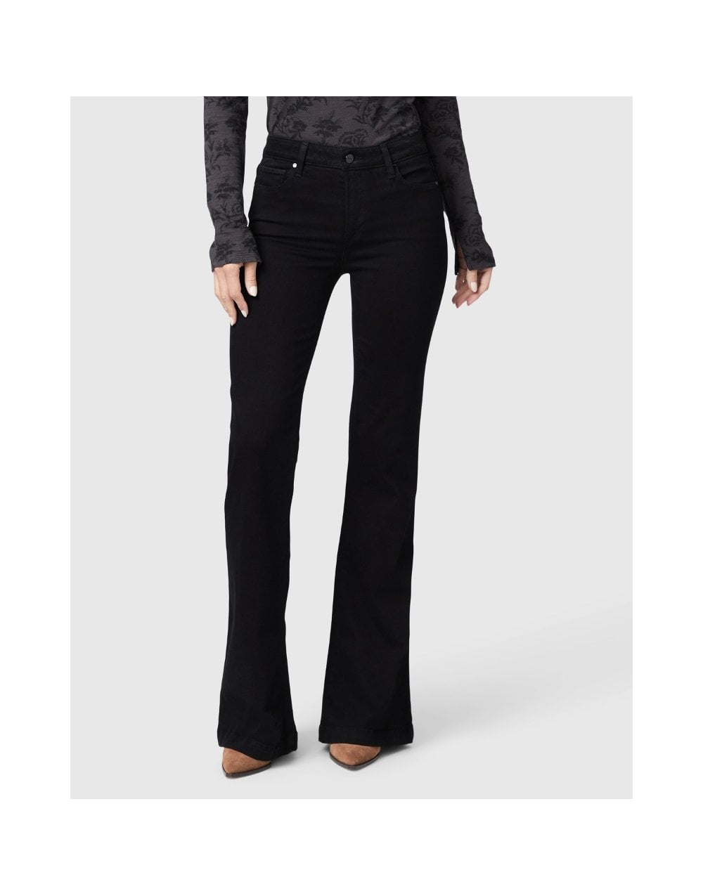 Paige  Black Shadow Genevieve High Rise Flare Jeans