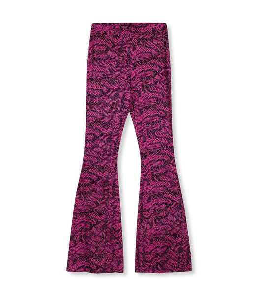 REFINED DEPARTMENT Purple Knitted Abba Flared Heart Zebra Pants 