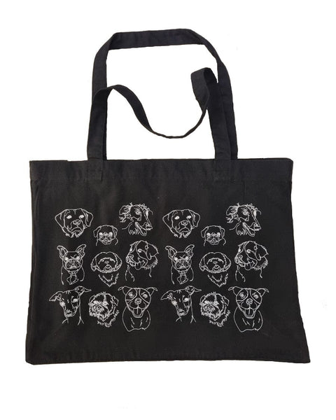 69b Boutique Black Dogs Printed Shopping Bag
