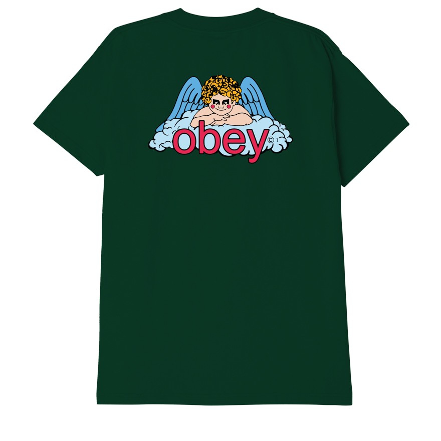 OBEY Obey - T-shirt Vert Ange Paradis