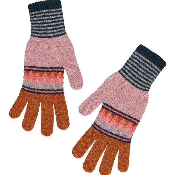 Quinton & Chadwick Zig Zag Gloves - Pink & Ginger