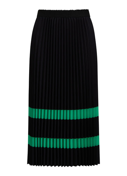 Coster Copenhagen Black with Green Stripe Pleated Skirt