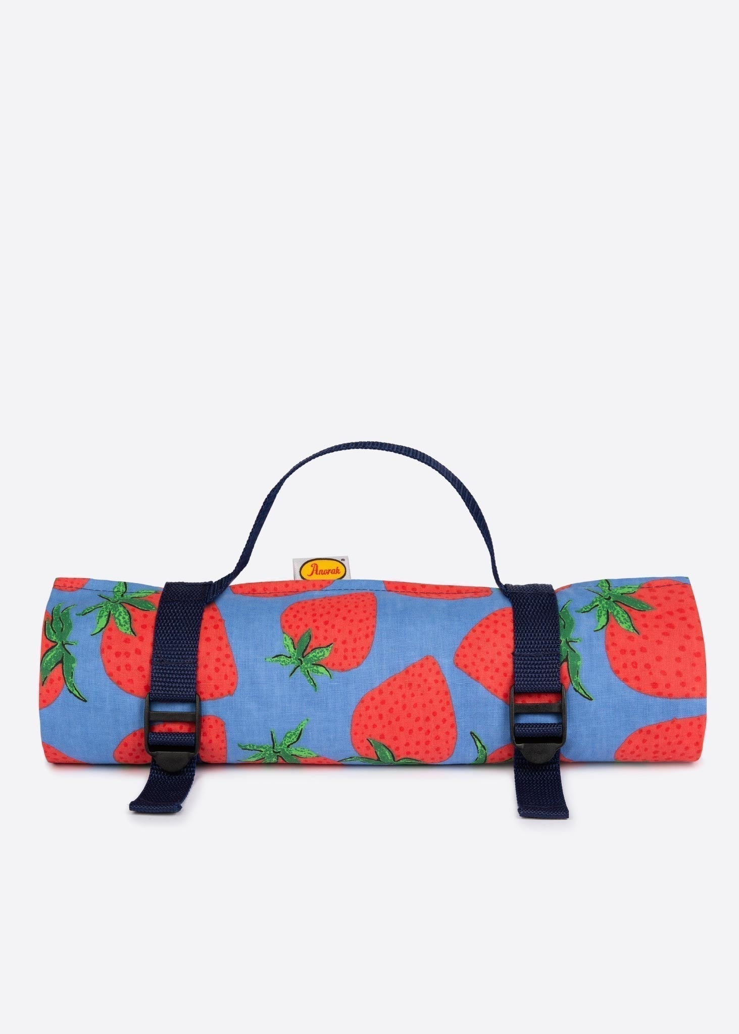 Anorak Blue and Red Strawberry Printed Picnic Blanket