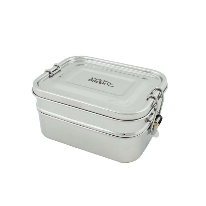 A Slice of Green Buruni Two Tier Stainless Steel Leak Resistant Lunch Box