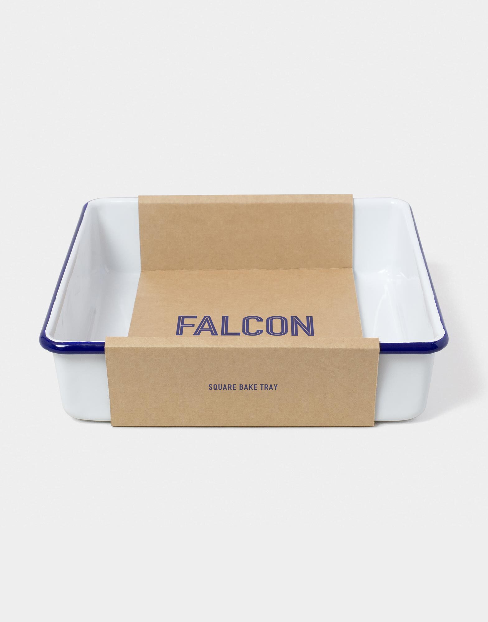 Falcon Enamelware White with Blue Rim Bake Tray 
