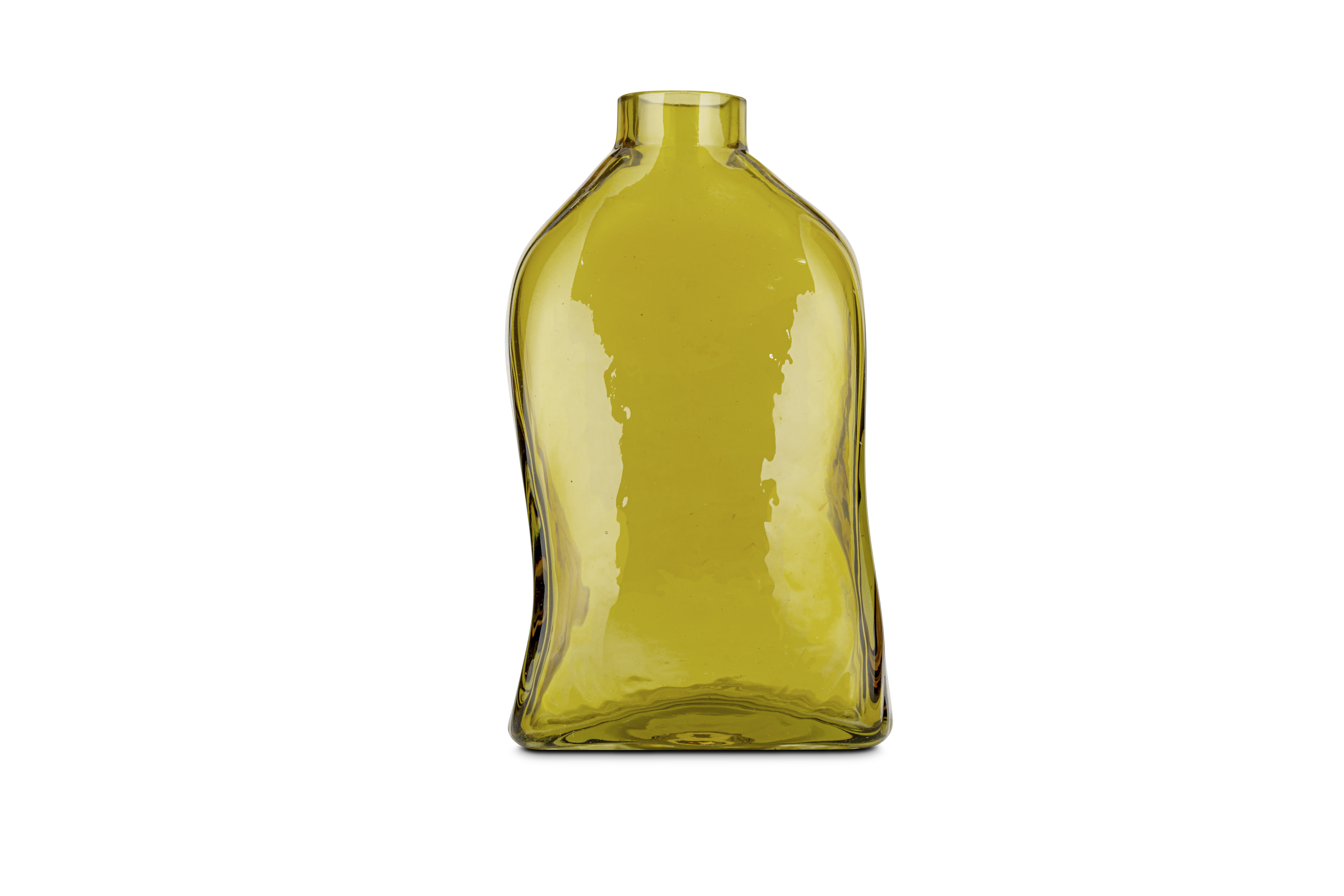 Nkuku Ellam Recycled Glass Bottle Vase - Olive Green - Small