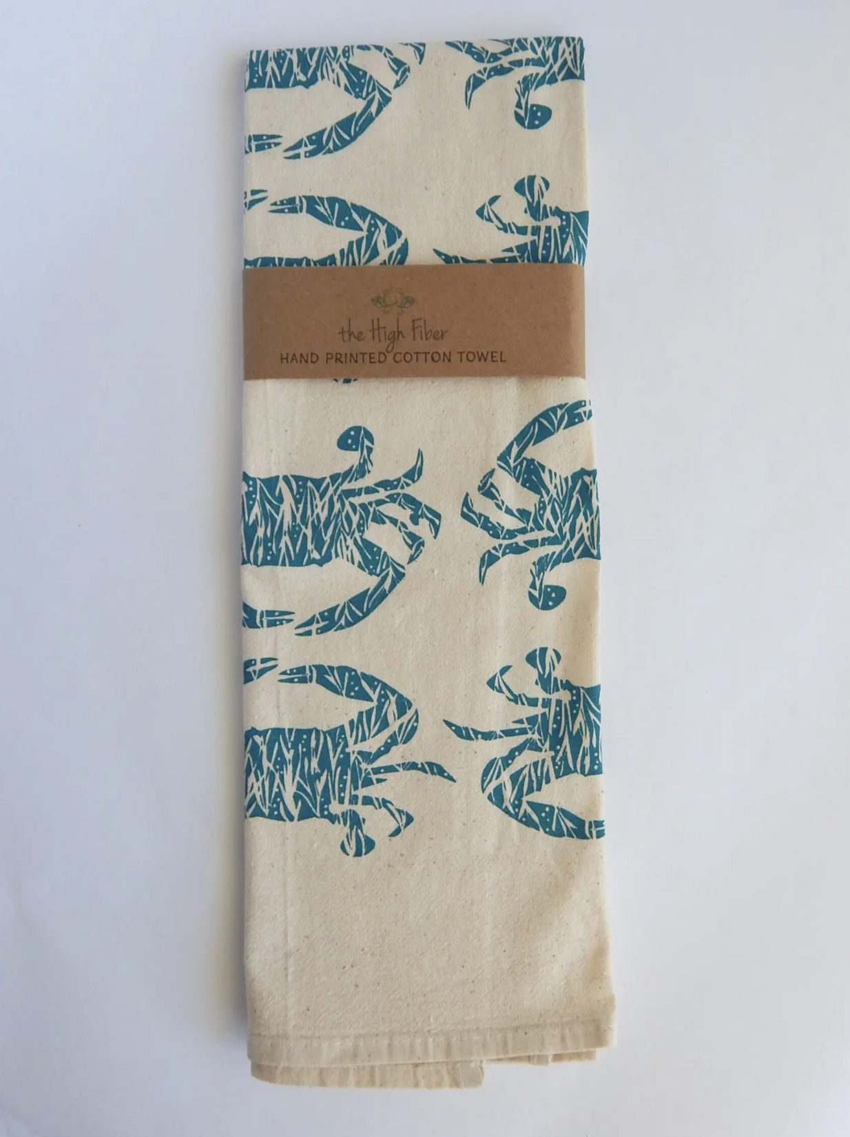 The High Fiber Turquoise Crabs Printed Kitchen Tea Towel