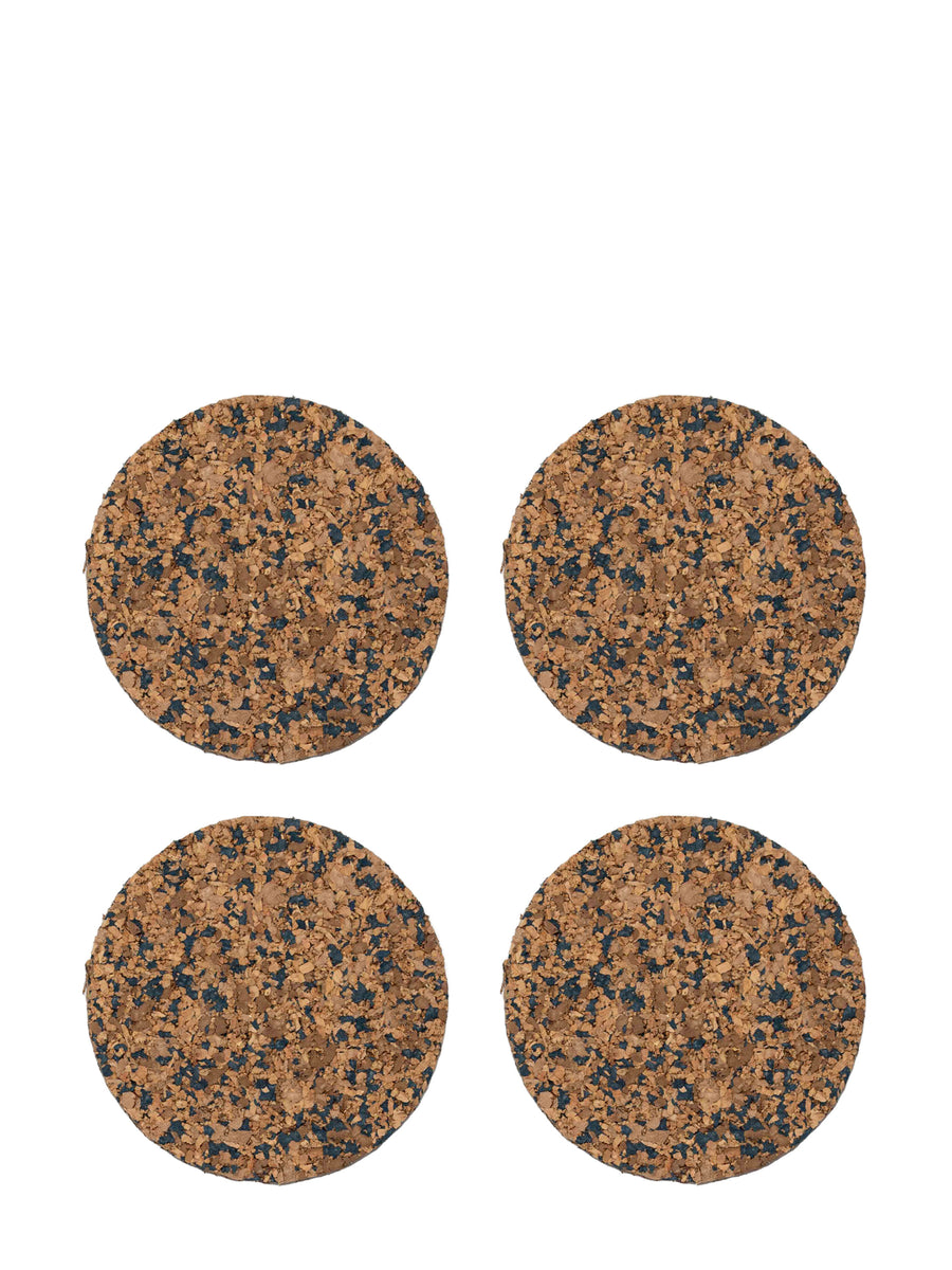 Yod & Co. Set of 4 Navy Cork Round Speckled Coasters