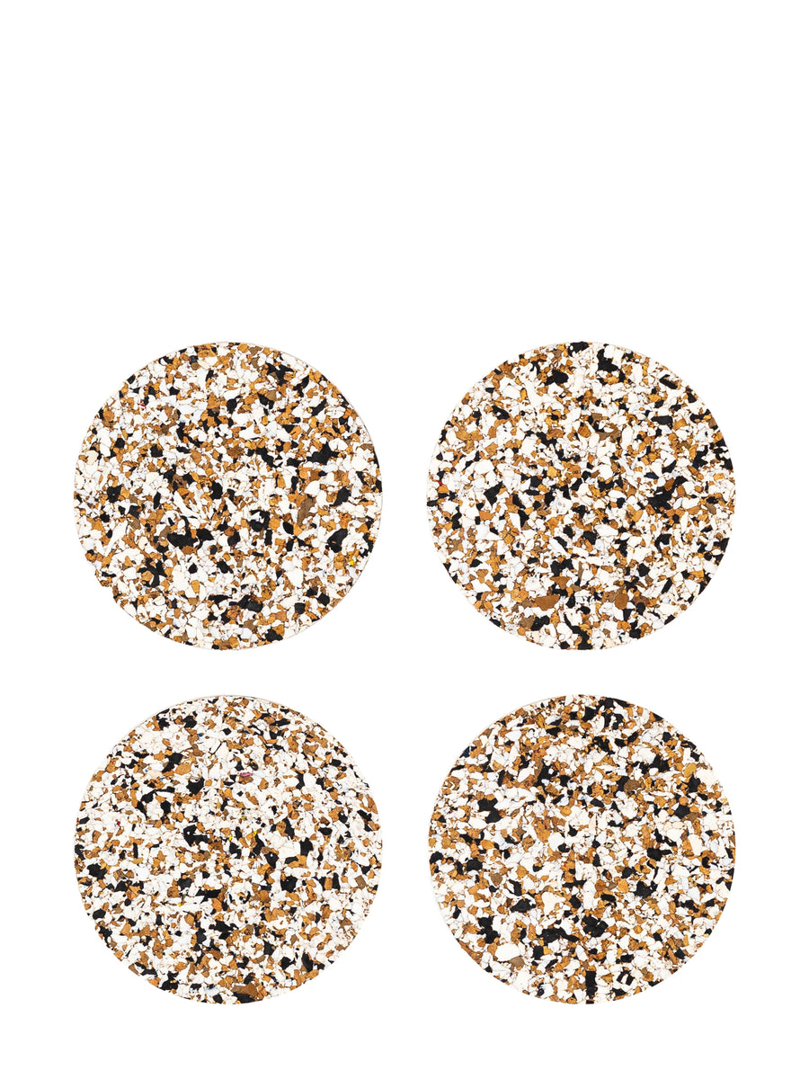 Yod & Co. Set of 4 Black Speckled Round Cork Coasters 