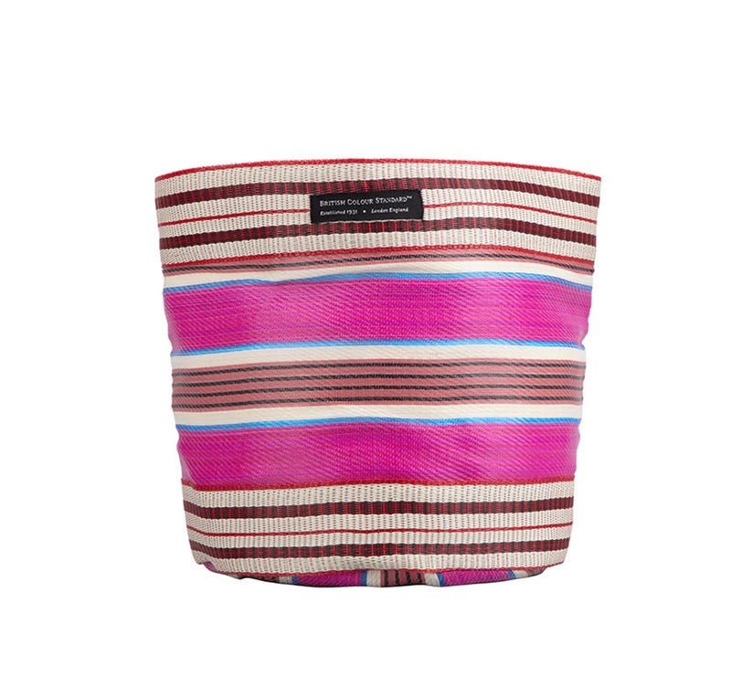 British Colour Standard Large Neyron Pink Pompadour and Pearl Eco Woven Plant Pot Cover