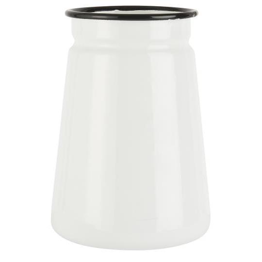 IB Laursen Denmark White Enamel Vase with Black Rim