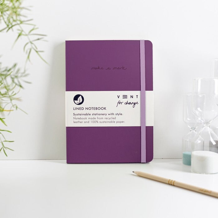 VENT for change A5 Deep purple Make a Mark Recycled Leather Lined Notebook