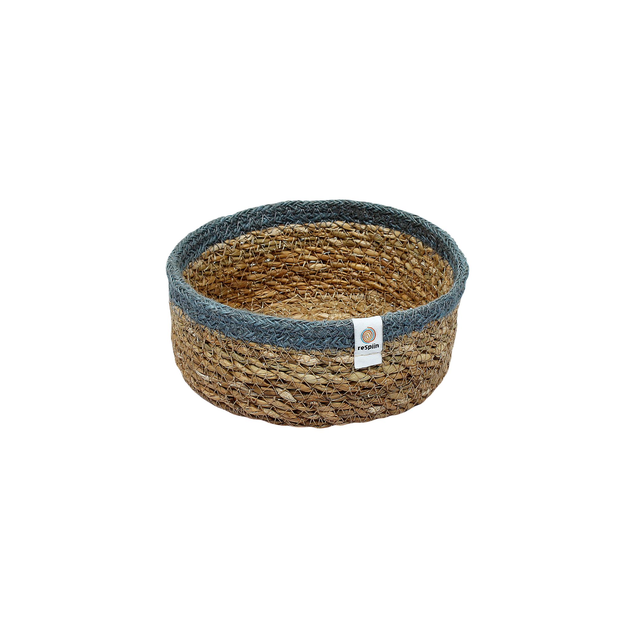 Respiin Small Natural Grey Shallow Seagrass and Jute Basket