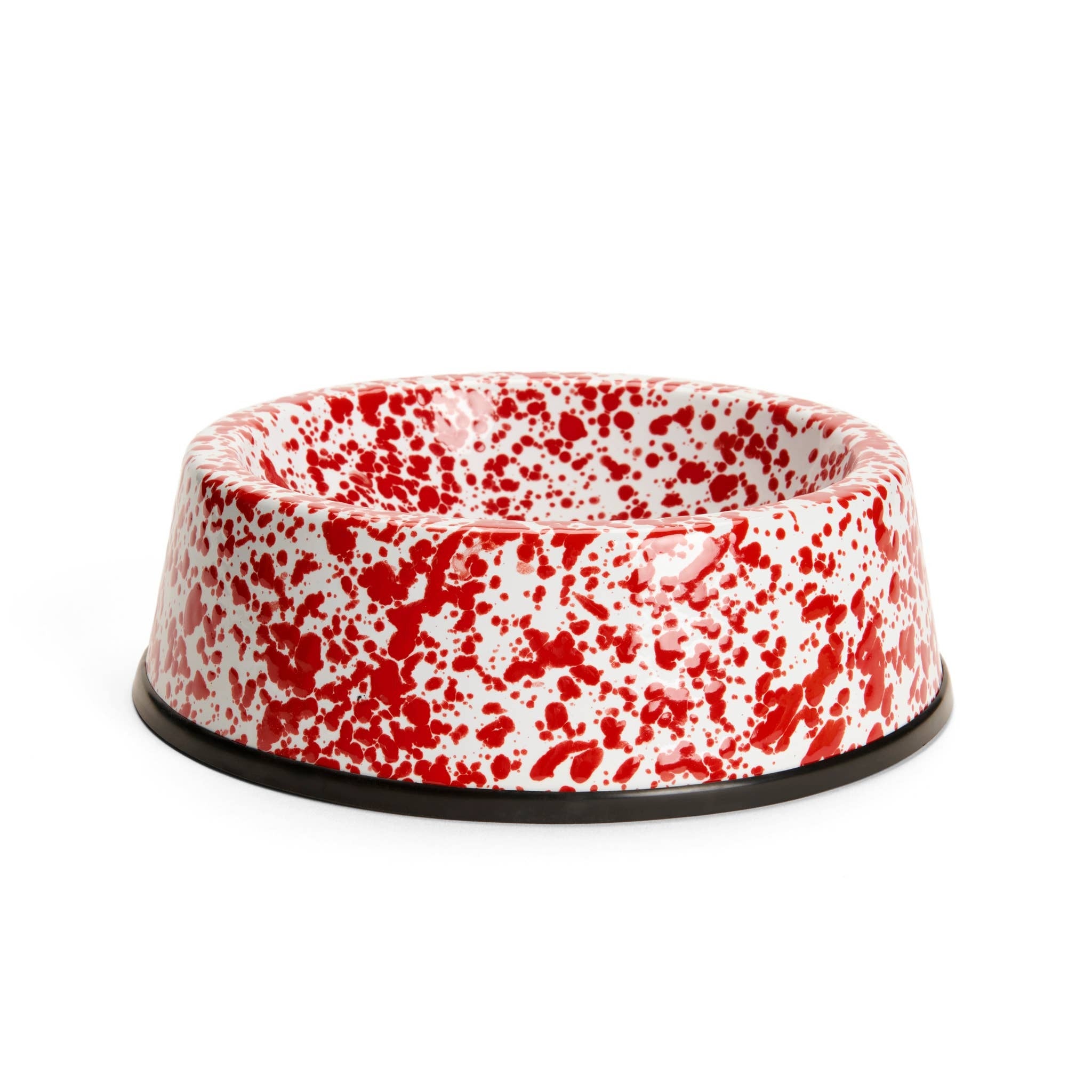 Crow Canyon Home Large Red Splatter Enamelware Pet Bowl