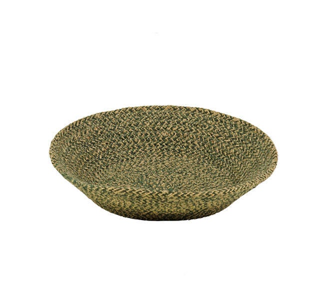 British Colour Standard Small Olive Green and Natural Jute Serving Basket