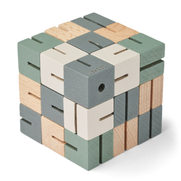 Liewood Gavin Wooden Building Block Cube - Faune Green