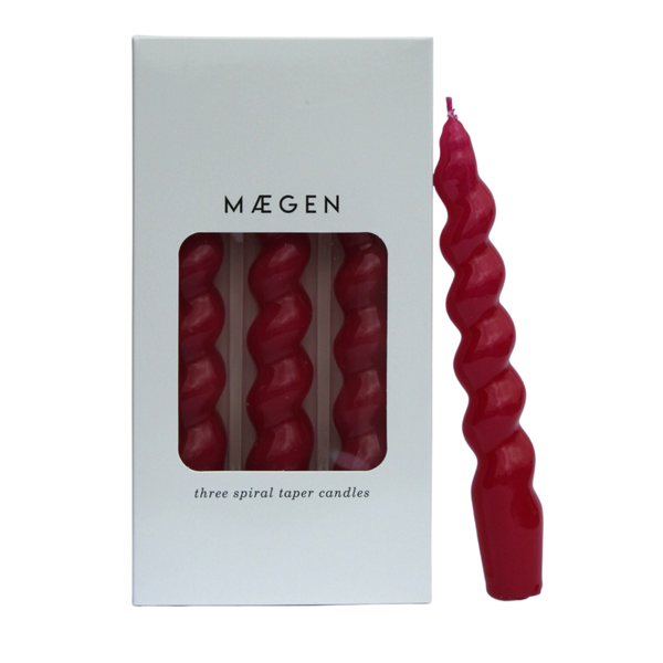 Maegen | Set Of 3 Spiral Taper Candles | Magenta