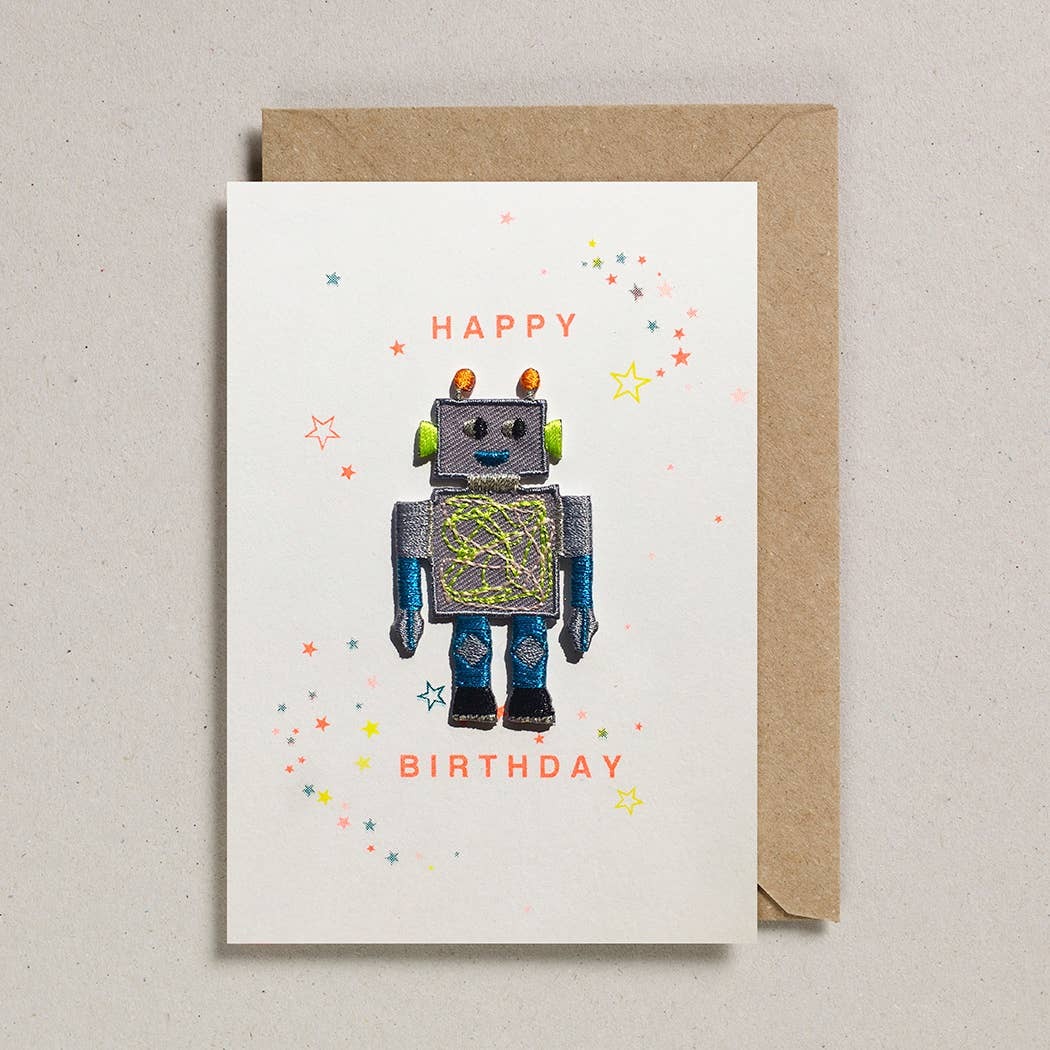 Petraboase Robot Happy Birthday Patch Card