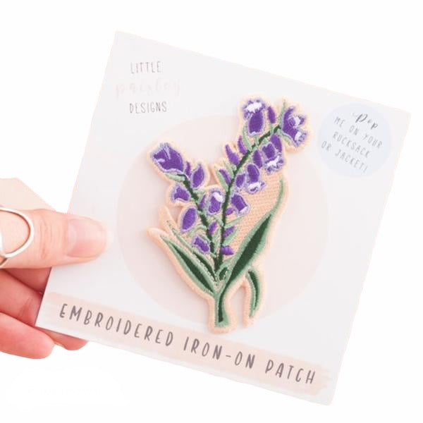 Little Paisley Designs Patch Iron On Embroidered Bluebell