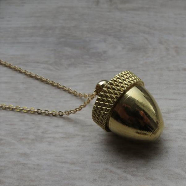 Gracie Collins Locket Necklace Brass And Gold Acorn