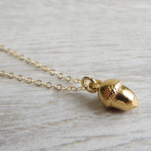 Gracie Collins Gold Baby Acorn Charm Necklace