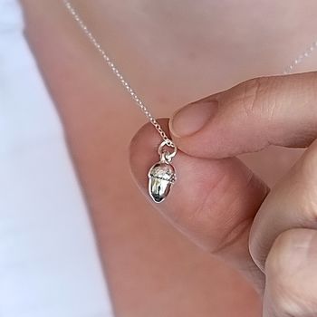 Gracie Collins Silver Baby Acorn Charm Necklace