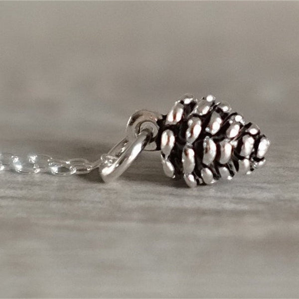 Gracie Collins Tiny Silver Pine Cone Necklace