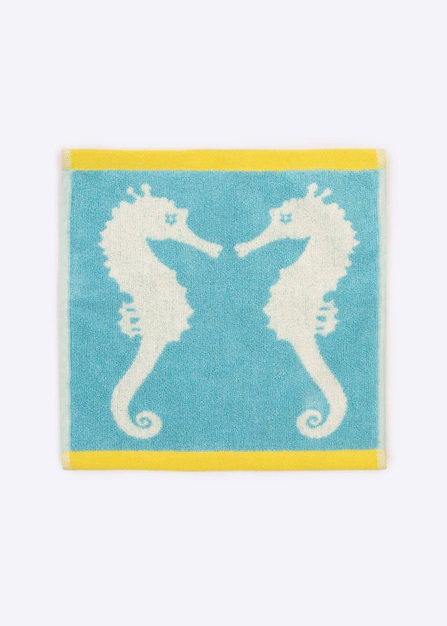 Anorak Seahorses Organic Cotton Printed Face Cloth