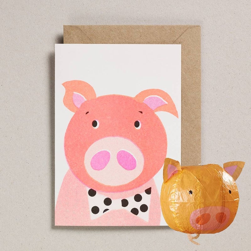 Petraboase Pig Japanese Paper Balloon Cards