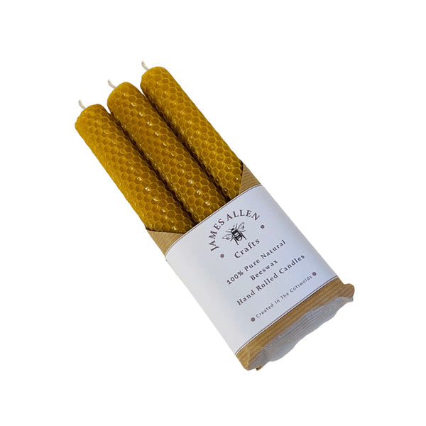 James Allen Candles Natural Rolled Bees Wax Set Of 3