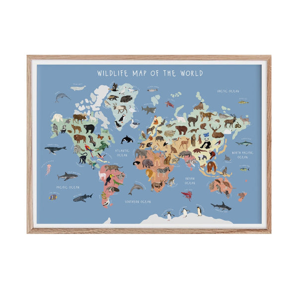 Bea Baranowska World Map Wildlife A3 Print