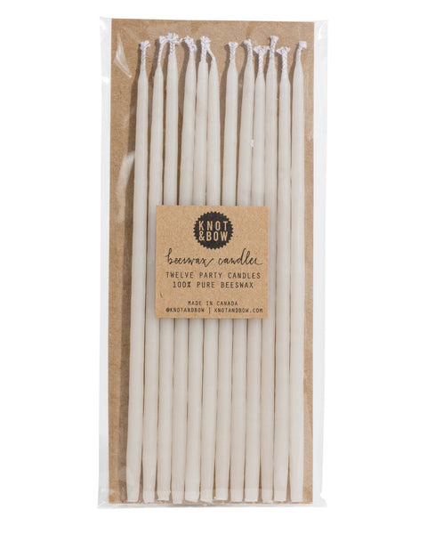Knot & Bow Tall Beeswax Party Candles White