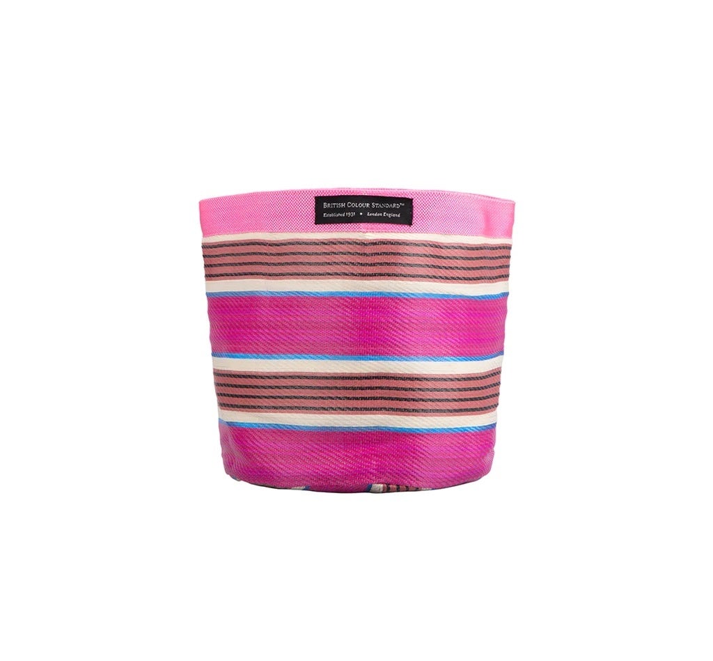 British Colour Standard Medium Neyron Pink Pompadour and Pearl Eco Woven Plant Pot Cover