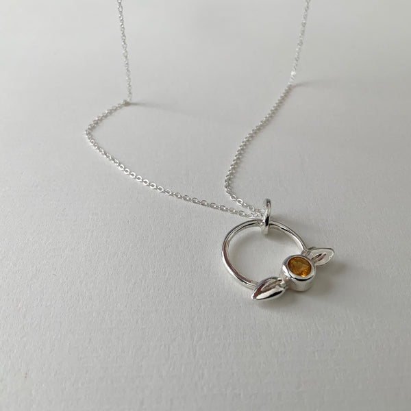 Nikki Stark Jewellery Necklace Silver Leaves And Citrine