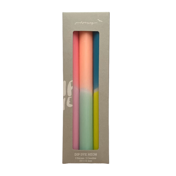 Pink Stories Candles Set Of 3 Dip Dye Neon South Beach