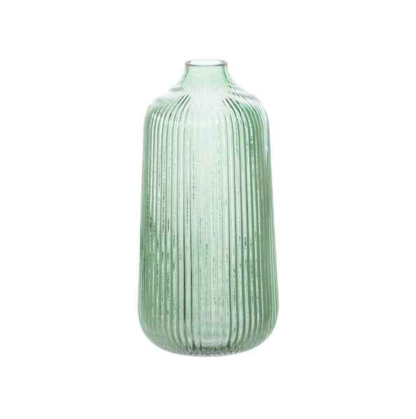 Sass & Belle  Green Vase Glass Fluted Tall