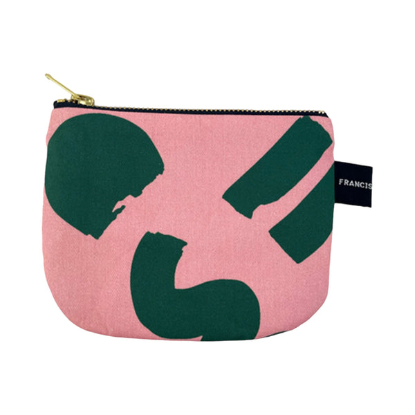 Francis And Louise Purse Pouch Cotton Twill Pink Green